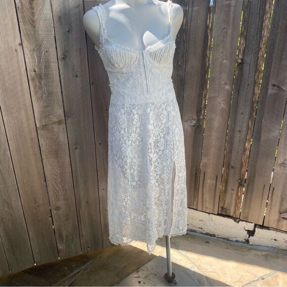 For Love And Lemons Nadine White Lace MIDI Dress size 4 - Picture 7 of 15